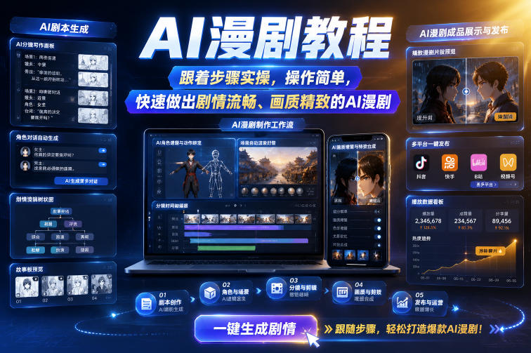 AI漫剧教程，跟着步骤实操，操作简单，快速做出剧情流畅、画质精致的AI漫剧 - 项目资源网