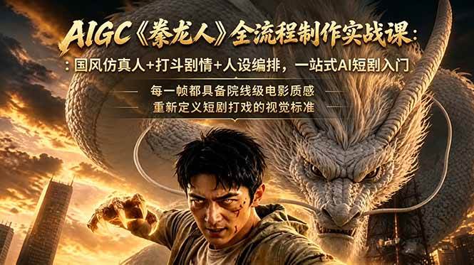 （18849期）AIGC《豢龙人》全流程制作实战课：国风仿真人+打斗剧情+人设编排，一站式AI短剧入门 - 项目资源网