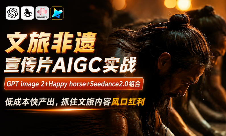 文旅非遗宣传片AIGC实战，GPT image 2+Happy horse+Seedance2.0组合，低成本快产出，抓住文旅内容风口红利 - 项目资源网