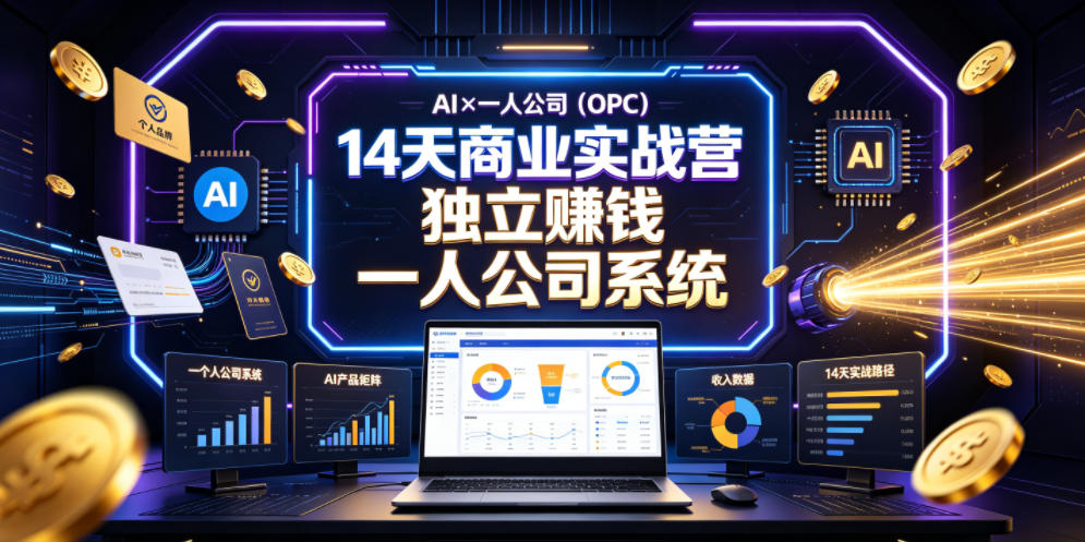 AI×一人公司（OPC）14天商业实战营，用AI帮你搭建一个属于你自己的、能独立賺钱的一人公司系统 - 项目资源网