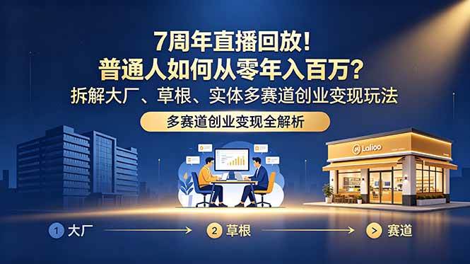 （18894期）7周年直播回放！普通人如何从零年入百万？拆解大厂、草根、实体多赛道创业变现玩法 - 项目资源网