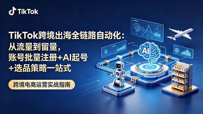 （18907期）TikTok跨境出海全链路自动化：从流量到留量，账号批量注册+AI起号+选品策略一站式 - 项目资源网