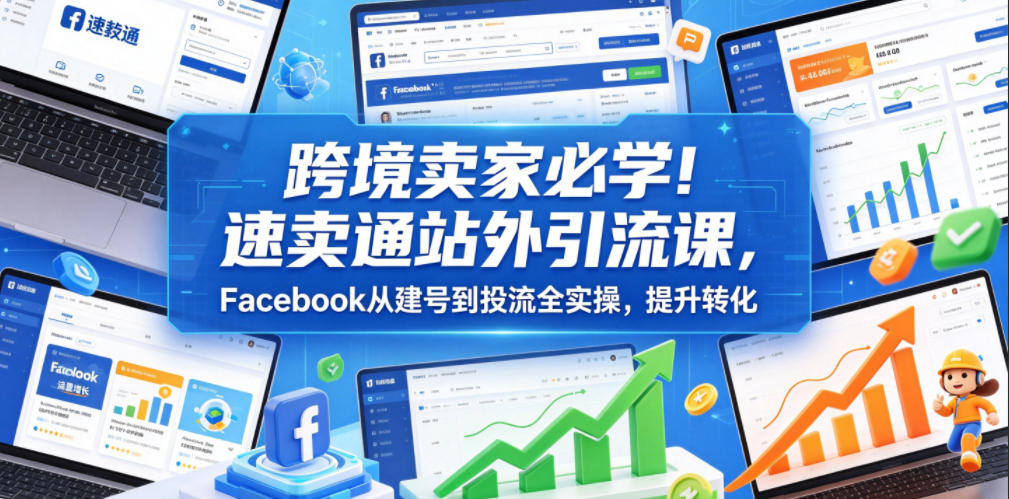 跨境卖家必学！速卖通站外引流课，Facebook从建号到投流全实操，提升转化 - 项目资源网