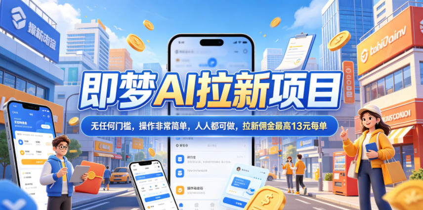 2026年即梦AI拉新项目最新玩法，无任何门槛，操作非常简单，人人都可做，拉新佣金最高13米每单（更新6月24日） - 项目资源网