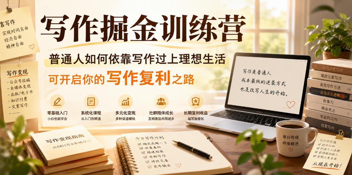 写作掘金训练营，普通人如何依靠写作过上理想生活，可开启你的写作复利之路（更新6月） - 项目资源网