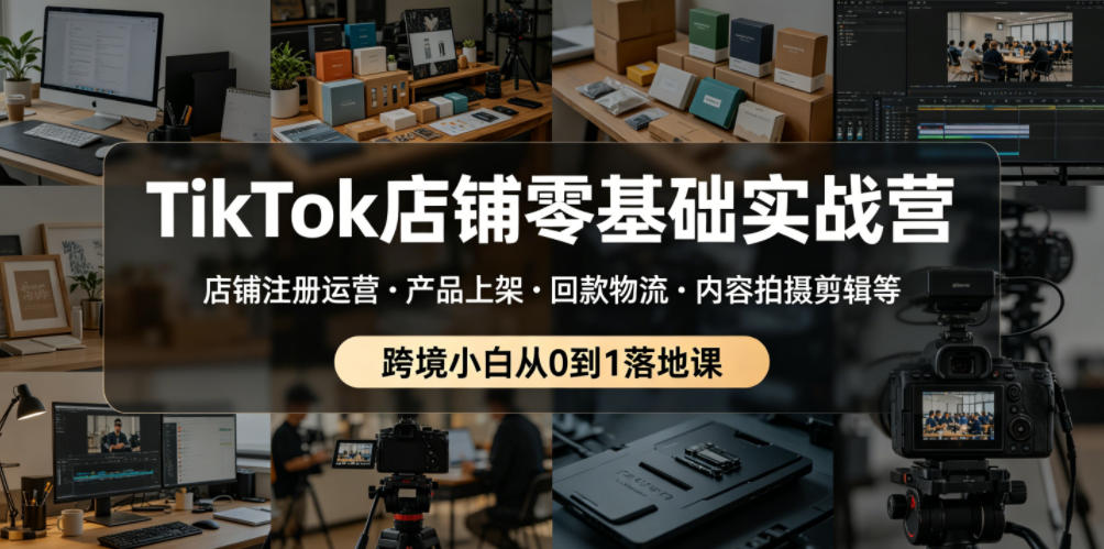 TikTok店铺零基础实战营，店铺注册运营・产品上架・回款物流・内容拍摄剪辑等 ，跨境小白从0到1落地课 - 项目资源网