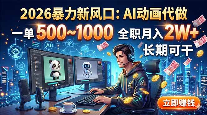 （18993期）2026暴力新风口：AI动画代做，一单500~1000，全职月入2W+，长期可干 - 项目资源网