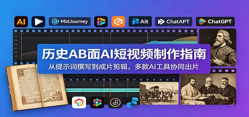 历史AB面AI短视频制作指南：从提示词撰写到成片剪辑，多款AI工具协同出片 - 项目资源网