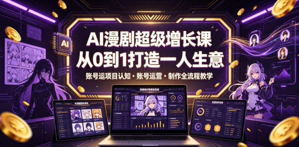 AI漫剧超级增长课，从0到1打造一人生意，项目认知・账号运营・制作全流程教学 - 项目资源网