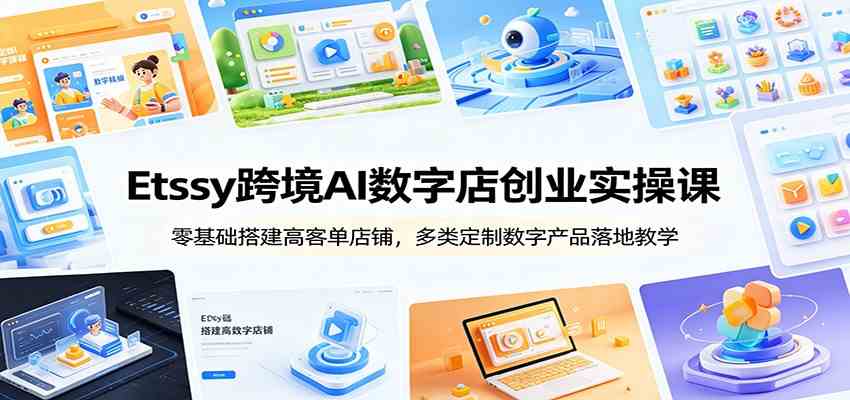 Etsy跨境AI数字店创业实操课：零基础搭建高客单店铺，多类定制数字产品落地教学 - 项目资源网