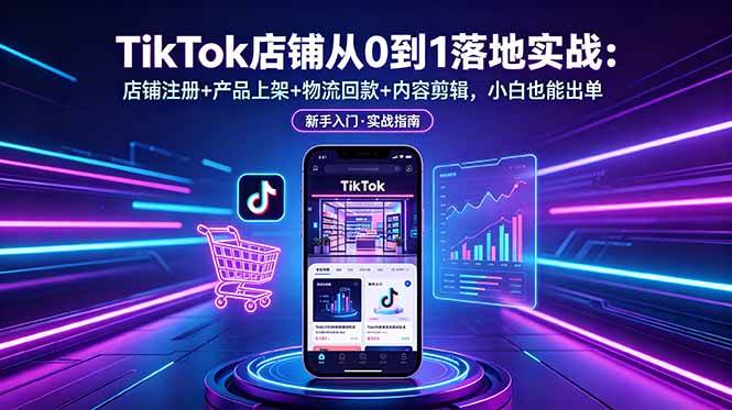 （18862期）TikTok店铺从0到1落地实战：店铺注册+产品上架+物流回款+内容剪辑，小白也能出单 - 项目资源网