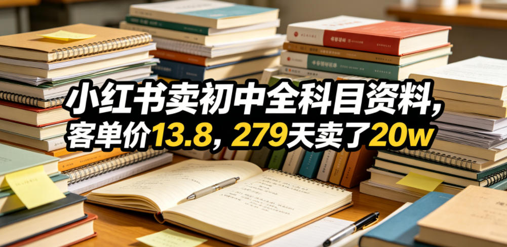 小红书卖初中全科目资料，客单价13.8，279天卖了20w - 项目资源网